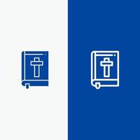 libro de la biblia pascua religión línea y glifo icono sólido bandera azul línea y glifo icono sólido bandera azul vector