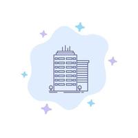 Building Skyscraper Office Top Blue Icon on Abstract Cloud Background vector