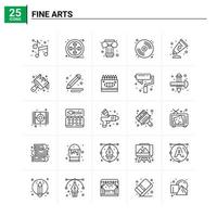 25 Fine Arts icon set vector background