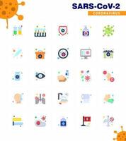 Coronavirus Prevention Set Icons 25 Flat Color icon such as spread hand sanitizer health insurance hand cream viral coronavirus 2019nov disease Vector Design Elements