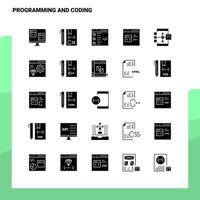 25 conjunto de iconos de programación y codificación plantilla de ilustración de vector de icono de glifo sólido para ideas web y móviles para empresa comercial