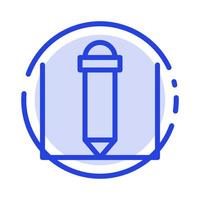 Pencil Text Education Blue Dotted Line Line Icon vector