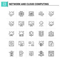 25 conjunto de iconos de red y computación en la nube antecedentes vectoriales vector