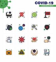 icono de conciencia de coronavirus 16 iconos de línea llenos de color plano icono incluido cinta de asistencia médica virus mers coronavirus viral 2019nov elementos de diseño de vector de enfermedad