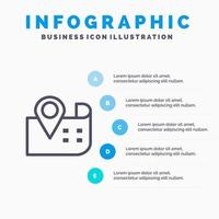 Map Navigation Location Line icon with 5 steps presentation infographics Background vector