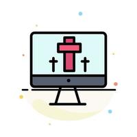 Monitor Screen Easter Egg Abstract Flat Color Icon Template vector