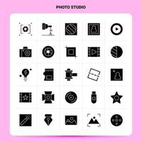 conjunto de iconos de estudio fotográfico sólido 25 diseño de estilo de glifo vectorial conjunto de iconos negros diseño de ideas de negocios web y móvil ilustración vectorial vector