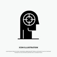 Arrow Concentration Focus Head Human solid Glyph Icon vector