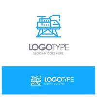 Construction Engineering Laboratory Platform Blue outLine Logo with place for tagline vector