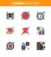 Coronavirus 2019nCoV Covid19 Prevention icon set cancer love bacteria heart timer viral coronavirus 2019nov disease Vector Design Elements