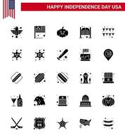 25 iconos creativos de estados unidos, signos de independencia modernos y símbolos del 4 de julio del día del festival, barra de salón de estados unidos, elementos de diseño vectorial editables del día de estados unidos vector