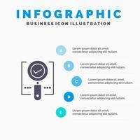 Explore Find Magnifier Ok Search Solid Icon Infographics 5 Steps Presentation Background vector