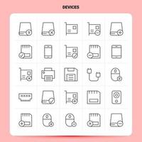 OutLine 25 Devices Icon set Vector Line Style Design Black Icons Set Linear pictogram pack Web and Mobile Business ideas design Vector Illustration
