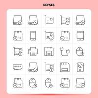 OutLine 25 Devices Icon set Vector Line Style Design Black Icons Set Linear pictogram pack Web and Mobile Business ideas design Vector Illustration