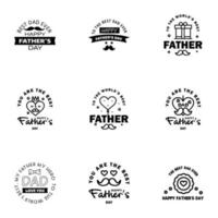 Happy fathers day greeting cards set 9 Black Vector typography lettering Usable for banners print You are the best dad text design Editable Vector Design Elements