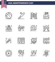 16 iconos creativos de estados unidos signos de independencia modernos y símbolos del 4 de julio de la independencia de estados unidos pastel de estados unidos elementos de diseño vectorial del día de estados unidos editables occidentales vector