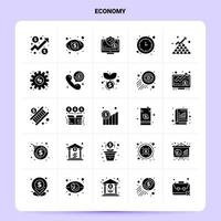 conjunto de iconos de economía sólida 25 diseño de estilo de glifo vectorial conjunto de iconos negros diseño de ideas de negocios web y móvil ilustración vectorial vector