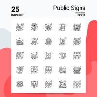 25 Public Signs Icon Set 100 Editable EPS 10 Files Business Logo Concept Ideas Line icon design vector