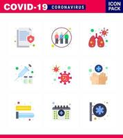 Coronavirus Precaution Tips icon for healthcare guidelines presentation 9 Flat Color icon pack such as virus virus vaccine infection protection virus viral coronavirus 2019nov disease Vector Des