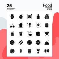 25 Food Icon Set 100 Editable EPS 10 Files Business Logo Concept Ideas Solid Glyph icon design vector