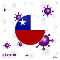 reza por chile covid19 coronavirus tipografía bandera quédate en casa mantente saludable cuida tu propia salud vector