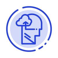 Experience Gain Mind Head Blue Dotted Line Line Icon vector