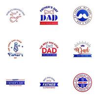 Happy fathers day 9 Blue and red Typography set Vector typography Vintage lettering for greeting cards banners tshirt design You are the best dad Editable Vector Design Elements