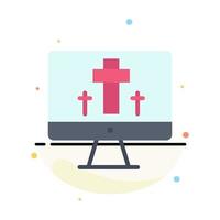 Monitor Screen Easter Egg Abstract Flat Color Icon Template vector