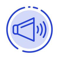 Sound Speaker Volume On Blue Dotted Line Line Icon vector