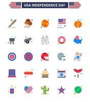 Stock Vector Icon Pack of American Day 25 Flat Signs and Symbols for pumpkin usa basketball flag day Editable USA Day Vector Design Elements