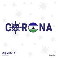 Lesotho Coronavirus Typography COVID19 country banner Stay home Stay Healthy Take care of your own health vector