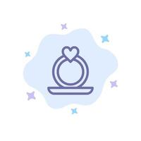 Ring Heart Proposal Blue Icon on Abstract Cloud Background vector