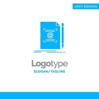 nota carta texto correo crear azul sólido logotipo plantilla lugar para eslogan vector