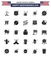 25 Solid Glyph Signs for USA Independence Day men star day police independence Editable USA Day Vector Design Elements