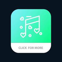 Music Love Heart Wedding Mobile App Button Android and IOS Line Version vector