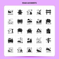 Solid 25 Road Accidents Icon set Vector Glyph Style Design Black Icons Set Web and Mobile Business ideas design Vector Illustration