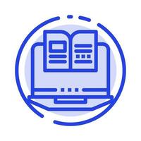 Laptop Computer Book Hardware Blue Dotted Line Line Icon vector