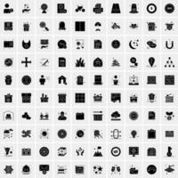 Set of 100 Business Solid Glyph icons vector