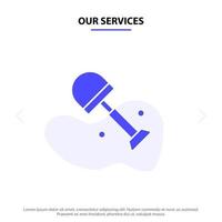 Our Services Big Shovel Shovels Spring Solid Glyph Icon Web card Template vector