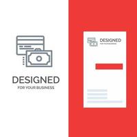 Card Credit Payment Money Grey Logo Design and Business Card Template vector