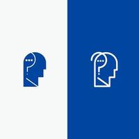 Confuse Confuse Brain Confuse Mind Question Line and Glyph Solid icon Blue banner Line and Glyph Solid icon Blue banner vector