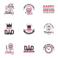 Happy Fathers Day vector hand lettering 9 Black and Pink Calligraphy illustration for greeting card festival poster etc Editable Vector Design Elements