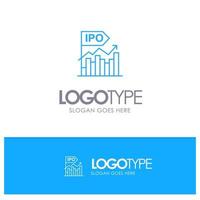 Ipo Business Initial Modern Offer Public Blue outLine Logo with place for tagline vector