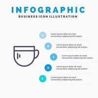 Cup Tea Coffee Basic Line icon with 5 steps presentation infographics Background vector