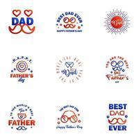 Happy fathers day 9 Blue and red Typography Fathers day background design Fathers day greeting card Editable Vector Design Elements
