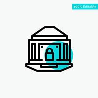 banco banca internet bloqueo seguridad turquesa resaltar círculo punto vector icono