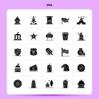 Solid 25 Usa Icon set Vector Glyph Style Design Black Icons Set Web and Mobile Business ideas design Vector Illustration