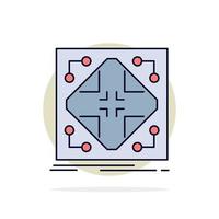 Data infrastructure network matrix grid Flat Color Icon Vector