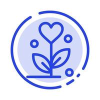 Love Flower Wedding Heart Blue Dotted Line Line Icon vector