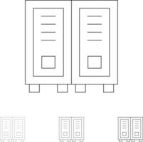 Education Library Read Reading Bold and thin black line icon set vector
